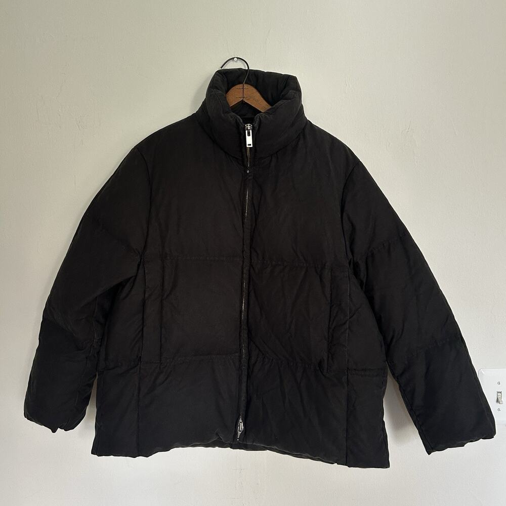 COS Men’s Black Down Puffer Jacket Oversized Size Small Double Full Zip Hood